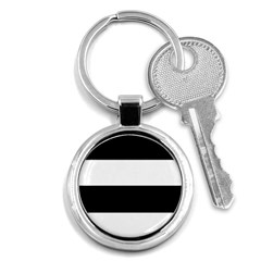 Black And White Striped Pattern Stripes Horizontal Key Chains (Round) 