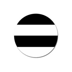 Black And White Striped Pattern Stripes Horizontal Magnet 3  (Round)