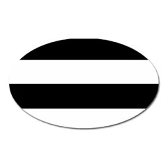 Black And White Striped Pattern Stripes Horizontal Oval Magnet