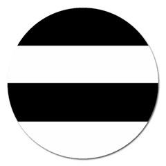 Black And White Striped Pattern Stripes Horizontal Magnet 5  (round) by yoursparklingshop