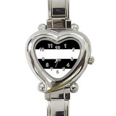 Black And White Striped Pattern Stripes Horizontal Heart Italian Charm Watch