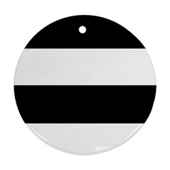 Black And White Striped Pattern Stripes Horizontal Round Ornament (Two Sides)