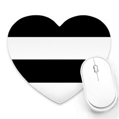 Black And White Striped Pattern Stripes Horizontal Heart Mousepads