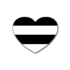 Black And White Striped Pattern Stripes Horizontal Rubber Coaster (Heart) 