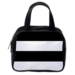 Black And White Striped Pattern Stripes Horizontal Classic Handbags (One Side)