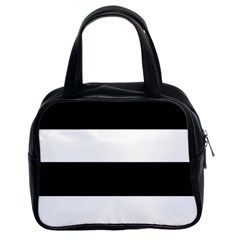 Black And White Striped Pattern Stripes Horizontal Classic Handbags (2 Sides)