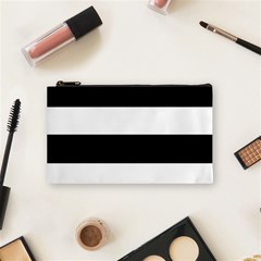 Black And White Striped Pattern Stripes Horizontal Cosmetic Bag (Small) 