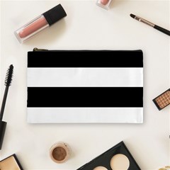 Black And White Striped Pattern Stripes Horizontal Cosmetic Bag (Medium) 