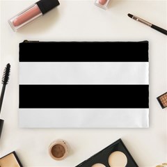 Black And White Striped Pattern Stripes Horizontal Cosmetic Bag (Large) 