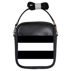 Black And White Striped Pattern Stripes Horizontal Girls Sling Bags