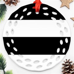 Black And White Striped Pattern Stripes Horizontal Ornament (Round Filigree)