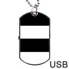 Black And White Striped Pattern Stripes Horizontal Dog Tag Usb Flash (one Side) by yoursparklingshop