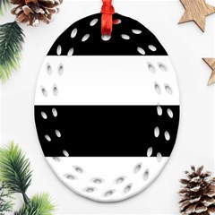 Black And White Striped Pattern Stripes Horizontal Ornament (Oval Filigree)