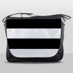 Black And White Striped Pattern Stripes Horizontal Messenger Bags