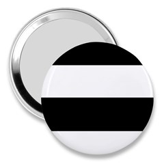 Black And White Striped Pattern Stripes Horizontal 3  Handbag Mirrors