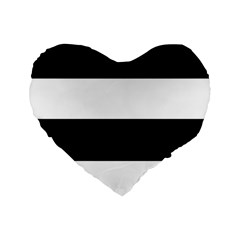 Black And White Striped Pattern Stripes Horizontal Standard 16  Premium Heart Shape Cushions