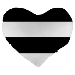 Black And White Striped Pattern Stripes Horizontal Large 19  Premium Heart Shape Cushions