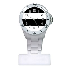 Black And White Striped Pattern Stripes Horizontal Plastic Nurses Watch