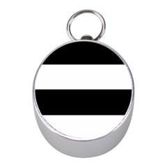 Black And White Striped Pattern Stripes Horizontal Mini Silver Compasses