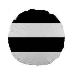 Black And White Striped Pattern Stripes Horizontal Standard 15  Premium Flano Round Cushions