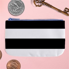 Black And White Striped Pattern Stripes Horizontal Large Coin Purse by yoursparklingshop