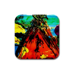 Camping 5 Rubber Square Coaster (4 Pack)  by bestdesignintheworld