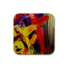 Fish And Bread1/2 Rubber Coaster (square)  by bestdesignintheworld