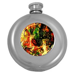 Sunset In A Desert Of Mexico Round Hip Flask (5 Oz) by bestdesignintheworld