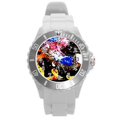 Smashed Butterfly 5 Round Plastic Sport Watch (l) by bestdesignintheworld