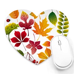 Beautiful Autumn Leaves Vector Heart Mousepads