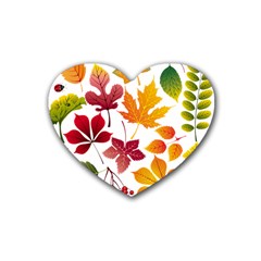 Beautiful Autumn Leaves Vector Heart Coaster (4 Pack)  by Nexatart