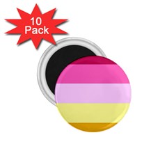 Red Orange Yellow Pink Sunny Color Combo Striped Pattern Stripes 1 75  Magnets (10 Pack)  by yoursparklingshop