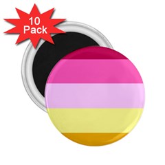 Red Orange Yellow Pink Sunny Color Combo Striped Pattern Stripes 2 25  Magnets (10 Pack)  by yoursparklingshop