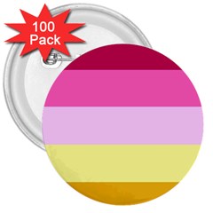 Red Orange Yellow Pink Sunny Color Combo Striped Pattern Stripes 3  Buttons (100 Pack)  by yoursparklingshop