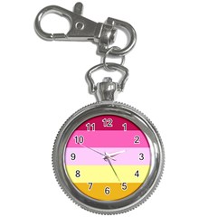 Red Orange Yellow Pink Sunny Color Combo Striped Pattern Stripes Key Chain Watches by yoursparklingshop