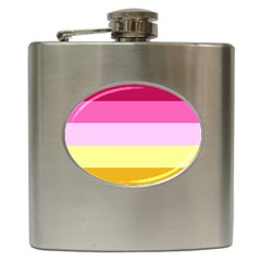 Red Orange Yellow Pink Sunny Color Combo Striped Pattern Stripes Hip Flask (6 Oz) by yoursparklingshop