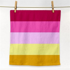 Red Orange Yellow Pink Sunny Color Combo Striped Pattern Stripes Face Towel by yoursparklingshop