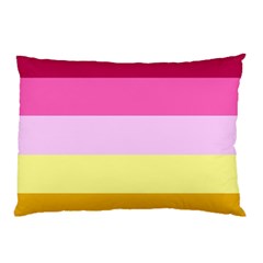 Red Orange Yellow Pink Sunny Color Combo Striped Pattern Stripes Pillow Case by yoursparklingshop