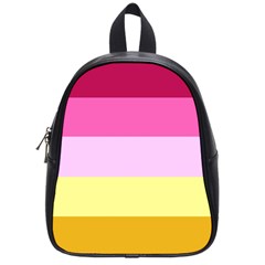 Red Orange Yellow Pink Sunny Color Combo Striped Pattern Stripes School Bag (small) by yoursparklingshop