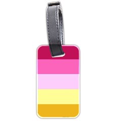 Red Orange Yellow Pink Sunny Color Combo Striped Pattern Stripes Luggage Tags (two Sides) by yoursparklingshop