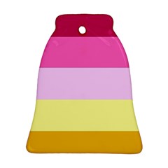 Red Orange Yellow Pink Sunny Color Combo Striped Pattern Stripes Ornament (bell) by yoursparklingshop