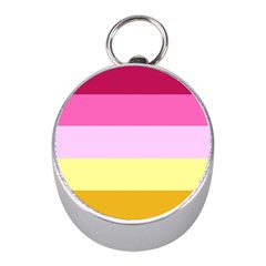 Red Orange Yellow Pink Sunny Color Combo Striped Pattern Stripes Mini Silver Compasses by yoursparklingshop