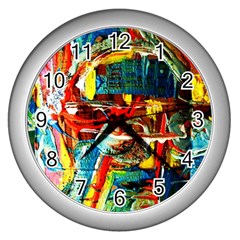 Red Plane 1 Wall Clocks (silver)  by bestdesignintheworld