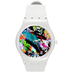 Tulips First Sprouts 6 Round Plastic Sport Watch (m) by bestdesignintheworld