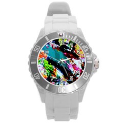 Tulips First Sprouts 6 Round Plastic Sport Watch (l) by bestdesignintheworld