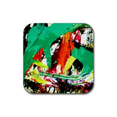 Tulips First Sprouts 7 Rubber Coaster (square)  by bestdesignintheworld