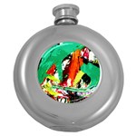 Tulips First Sprouts 7 Round Hip Flask (5 oz) Front