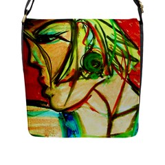 Girl In A Blue Tank Top Flap Messenger Bag (l)  by bestdesignintheworld