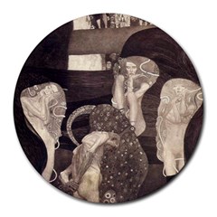 Jurisprudence - Gustav Klimt Round Mousepads by Valentinaart