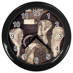 Jurisprudence - Gustav Klimt Wall Clocks (black) by Valentinaart